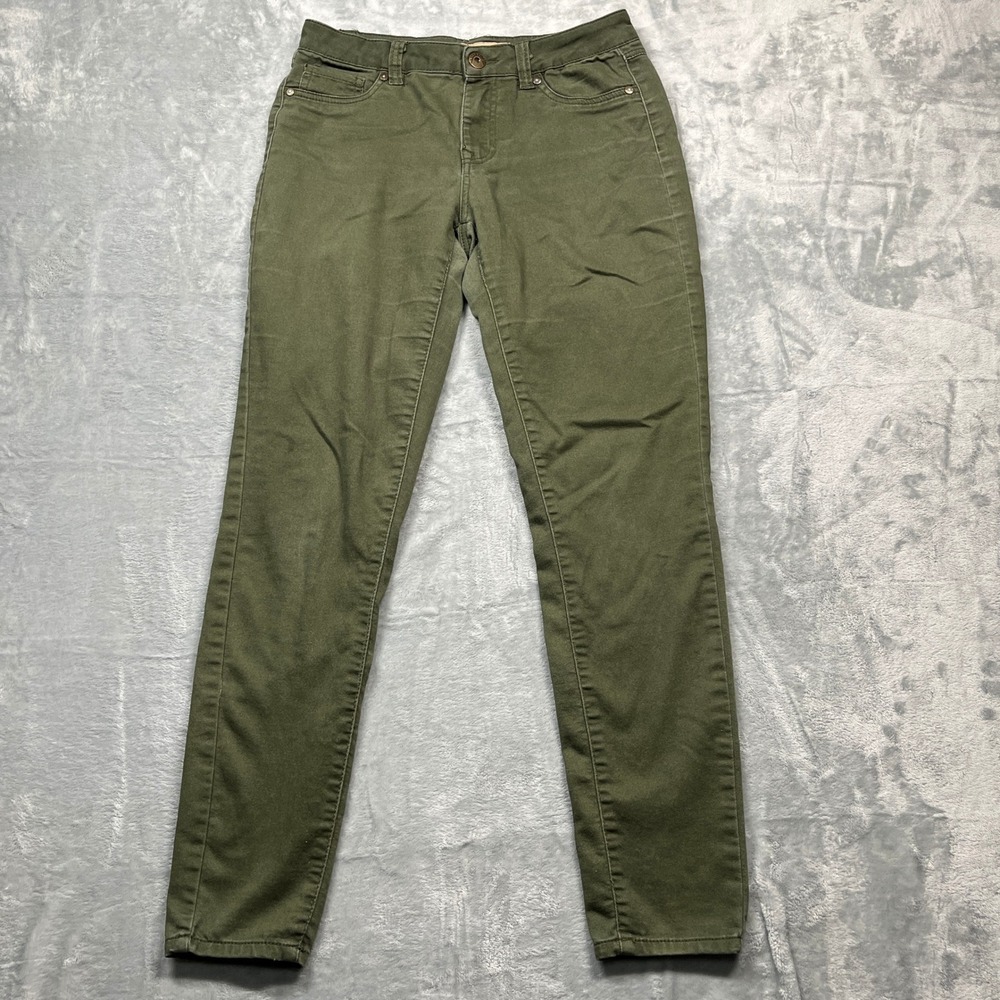 Blue Spice Skinny Pants Womens Olive Green Mid Rise Stretch Twill Tapered 7